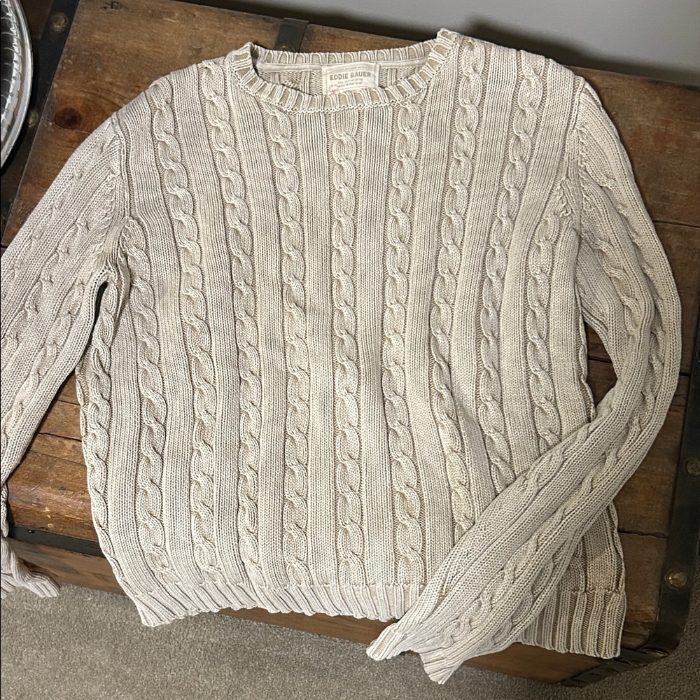 Eddie Bauer Cream Cable Knit Sweater